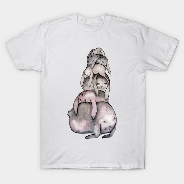 Sleeping Bunnies Pile T-Shirt by msmart